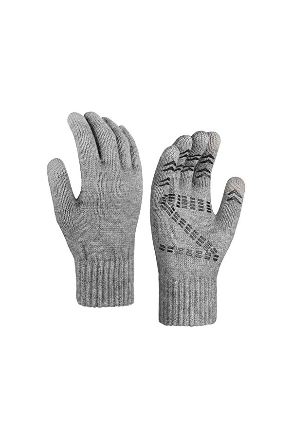 JIYAYUIX Gants thermiques dhiver unisexes avec poignée à deux doigts avec écran tactile chaud et épais gants en polaire méla