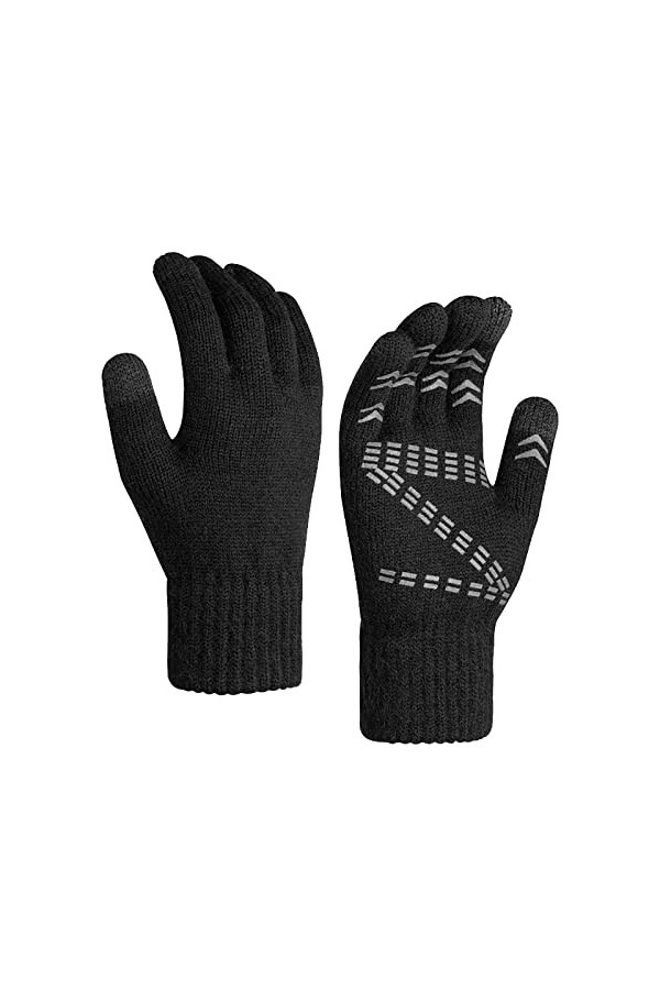 JIYAYUIX Gants thermiques dhiver unisexes avec poignée à deux doigts avec écran tactile chaud et épais gants en polaire méla