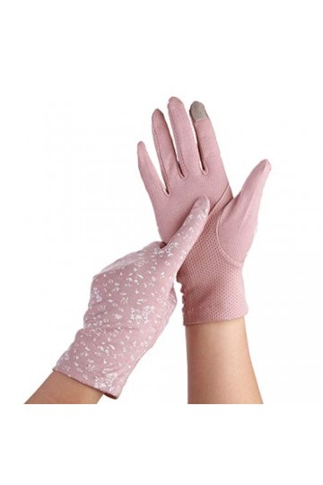 PHILSP Moufles de Protection Solaire pour Femmes Gants à écran Tactile Floraux dété pour Femmes, Gants de Conduite en Maille