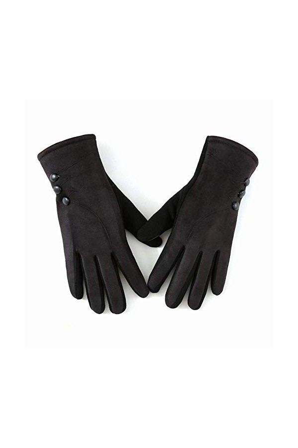 MAPPE Hiver Femme Cachemire Daim en Cuir Boules De Poils Moufles Femmes Épais Plus en Peluche Coupe Poignet Écran Tactile Gan