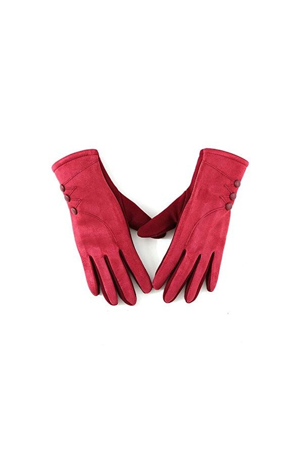 MAPPE Hiver Femme Cachemire Daim en Cuir Boules De Poils Moufles Femmes Épais Plus en Peluche Coupe Poignet Écran Tactile Gan