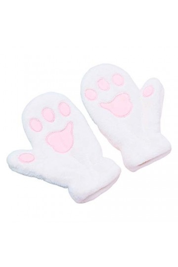 Qirun Gants dhiver pelucheux en peluche pour femme, motif patte de chat, coupe-vent, moufles de ski