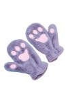 Qirun Gants dhiver pelucheux en peluche pour femme, motif patte de chat, coupe-vent, moufles de ski