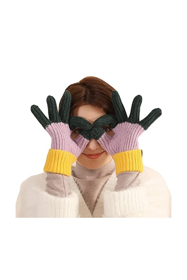 Gants dhiver chauds en peluche brodée avec bonhomme de neige pour femme Caractéristiques : Moufles isolées par temps froid, 