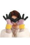 Gants dhiver chauds en peluche brodée avec bonhomme de neige pour femme Caractéristiques : Moufles isolées par temps froid, 