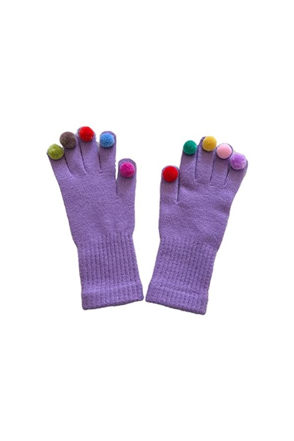 Gants pour étudiants - Moufles chaudes - Pour écran tactile - Pompons colorés - Pour femme - Fournitures de cyclisme dhiver,
