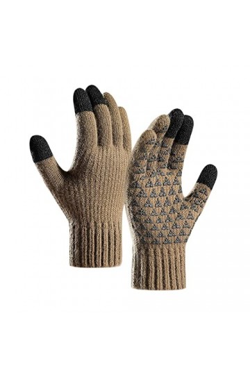 Mitaines dhiver sans doigts en tricot - Manches extensibles - Pour femme - Noir - Long - Unisexe - Longueur Kawaii, kaki, L