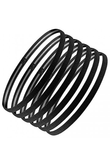 6 Pcs Bandeaux Cheveux Homme, Sport Antidérapants Fin NoirBandeau Cheveux Élastique pour Yoga Football Jogging Femmes