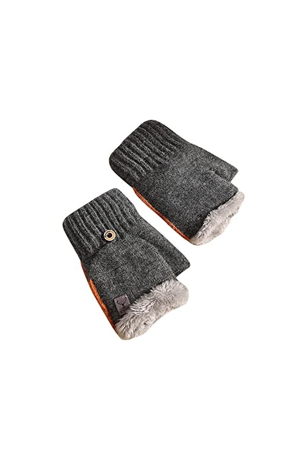 Gants dhiver en peluche épais pour femme - Demi-doigt ouvert - Équitation, extérieur, froid et hiver - Mitaines convertibles