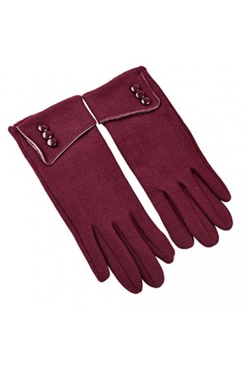 Manchette Mode Gants Femme Décoration Chaud Maintenir Doux Boutons Gants Moufles Femmes Moufles Femmes Rouge, Taille unique 