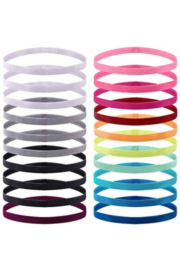 Duufin 20 Pièces Bandeaux de Sport Élastique Antidérapant Bandeau de Cheveux, Coloré Headband Sports Bandeau Élastique Cheveu