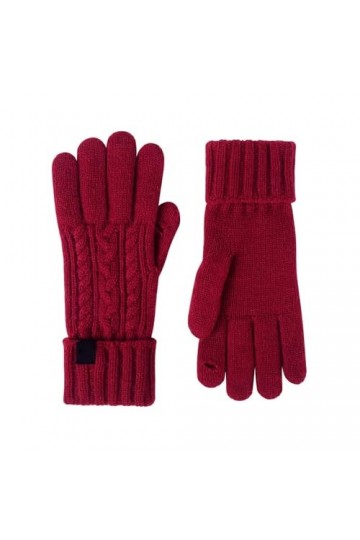 Gants dhiver pour femmes - Gants dhiver chauds en tricot pour femme, Rouge, taille unique