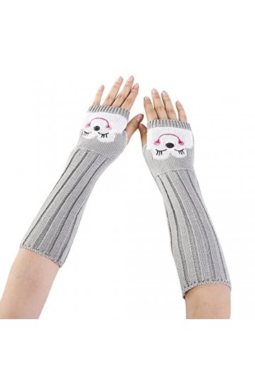 Mitaines Mitaines Femme Noir Mitaines Tricotées Mitaines Tricotées Poignet Hiver Automne Bras Fille Moufles Doux Chaud, gris,