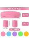 Ensemble Bandeau et Serre-Poignets, 15Pcs Bandeaux Sport Fluo, 5Pcs Bandeau Sport et 5 Paires Serre Poignet Fluo, Bandeau Ann