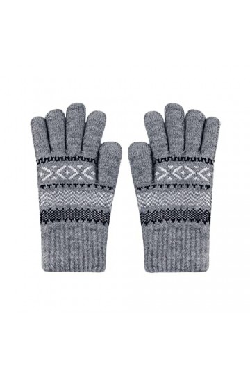 Gants dhiver chauds en tricot avec fleur de neige - Cadeaux de Noël - Pour femme, gris, taille unique