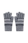 Gants dhiver chauds en tricot avec fleur de neige - Cadeaux de Noël - Pour femme, gris, taille unique