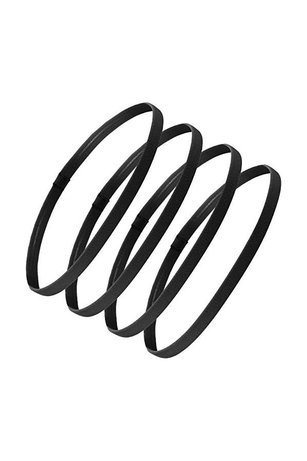 4 Pièces Bandeaux Élastiques de Sport Épaisses Antidérapantes Bandeaux de Cheveux pour Femmes et Hommes Noir, Gris, Blanc 