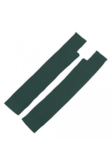 Mitaines dhiver tricotées sans doigts pour femme - Noir - Manches chaudes et douces - Pour femme - Noir - Longue - Unisexe, 