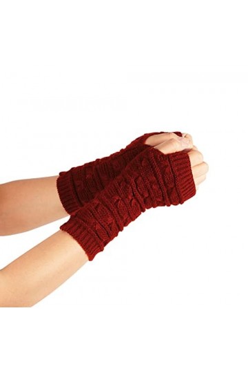 Keepwin Gants en laine tricotée pour femme - Mitaines courtes et chaudes - Isolées par temps froid, a, A