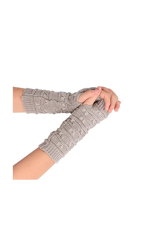 Keepwin Gants en laine tricotée pour femme - Mitaines courtes et chaudes - Isolées par temps froid, a, A