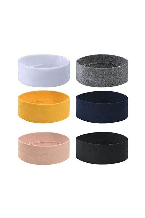 URAQT Bandeaux de Sport, 6PCS Bandeau Cheveux Femme, Headbands Élastique, Bandeaux de Yoga, Bandeaux de Course Accessoires de