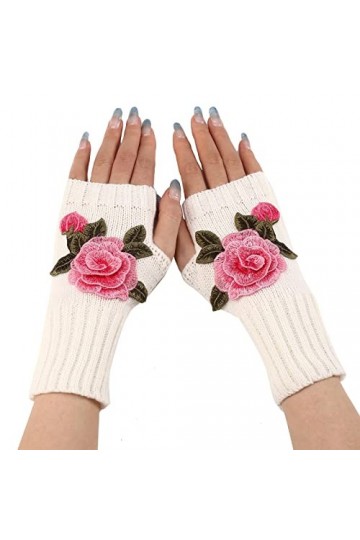 Briskorry Gants dhiver sans doigts pour femme avec motif torsadé - Gants tricotés chauds pour lextérieur, Rose, taille uniq
