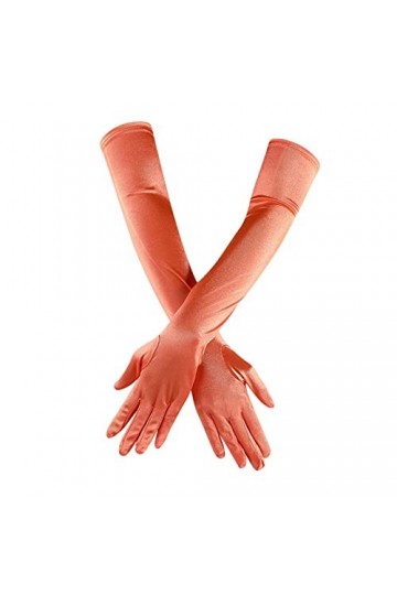 Gants longs en satin pour femme - Pour danse opéra - Coude - Style années 1920, Orange, taille unique