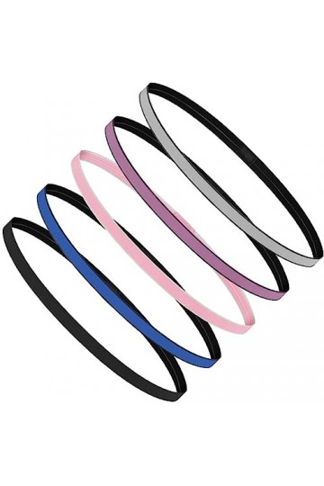 URAQT 5Pcs Bandeaux de Sport, bandes de sport antidérapantes, Sports Bandeau Élastique Cheveux Bande pour Jogging Football Fa