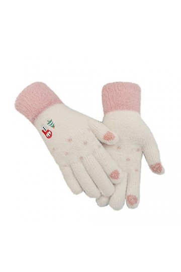 DondPO Gants Tactiles Femme Epais Ski écran Tactile Gants en Tricot Gants Hiver Jaune Chaud Mitaines Tricotées Gants Chauds M