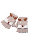Gants dhiver pour enfants Demi-doigt Flip Writing Knit Little Fox Gants chauds pour femmes kaki, taille unique 