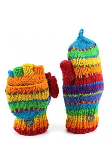 loudelephant laine tricot Mitaines TIREUR Gants avec plein DOUBLURE POLAIRE - Rayé - Arc En Ciel, One size