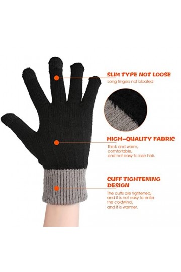 WLLHYF Gants Dhiver pour Femme dhiver écran Tactile Doublure Polaire Chaude Poignets élastiques Gants antidérapants en Lain