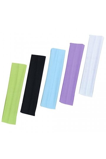 5 Pcs Bandeaux De Coton De Yoga, Bandeau de Sport Elastique, Bandeau Cheveux Femmes et Filles pour Yoga/Pilates/Fitness-5 Cou