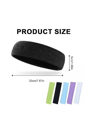 5 Pcs Bandeaux De Coton De Yoga, Bandeau de Sport Elastique, Bandeau Cheveux Femmes et Filles pour Yoga/Pilates/Fitness-5 Cou