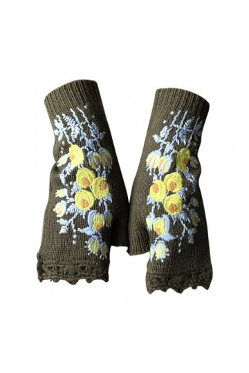 Gants de ski moufles pour homme 2023 Gants brodés à la main Gants tricotés pour femme Gants floraux Gants dhiver chauds tiss