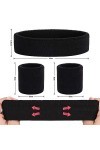 Lot de 3 bandeaux de transpiration pour hommes et femmes, 1 bandeau de sport et 2 bracelets en tissu éponge, bande de poignet