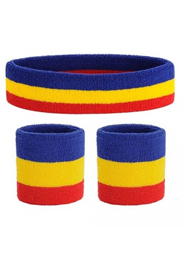 ONUPGO Lot de 3 bandeaux de sport à rayures en tissu éponge pour exercice de basket-ball et bandeau absorbant lhumidité