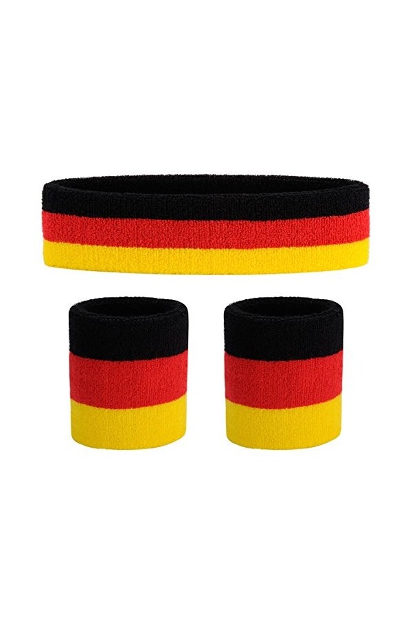 ONUPGO Lot de 3 bandeaux de sport à rayures en tissu éponge pour exercice de basket-ball et bandeau absorbant lhumidité