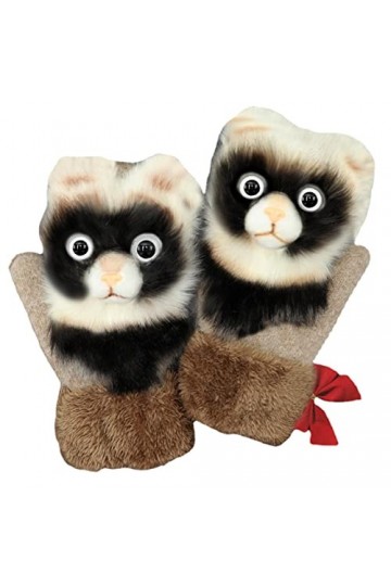 SHRIGM Gants dhiver pour Femmes - Moufles Raton Laveur et Panda Dessin animé - Mitaines épaisses dhiver sans Doigts pour En