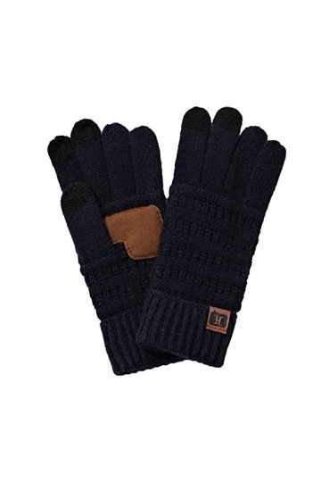 YANFJHV Gants dhiver pour femme - Gants chauds doublés en polaire - Poignets élastiques - Bonnet dhiver avec gants bleu ma