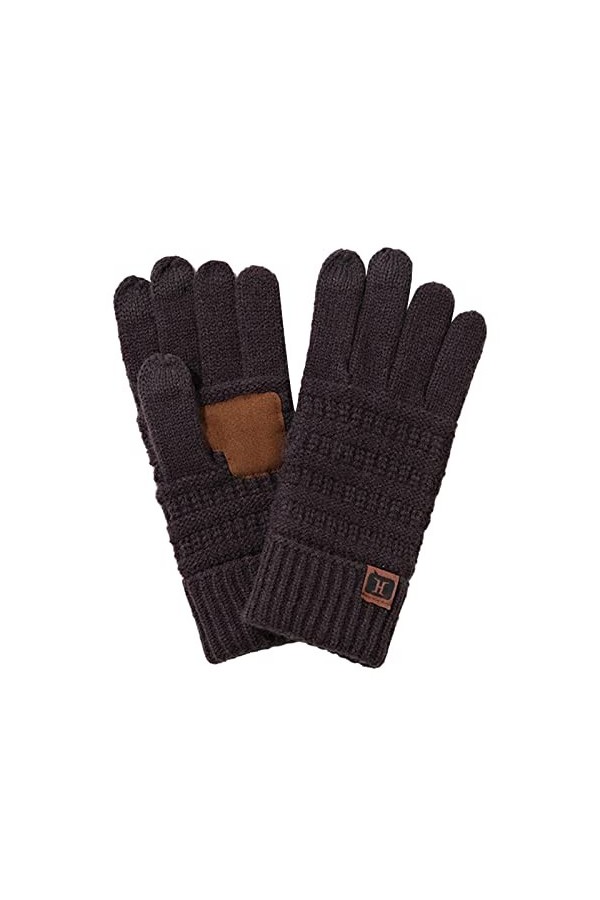 YANFJHV Gants dhiver pour femme - Gants chauds doublés en polaire - Poignets élastiques - Bonnet dhiver avec gants bleu ma