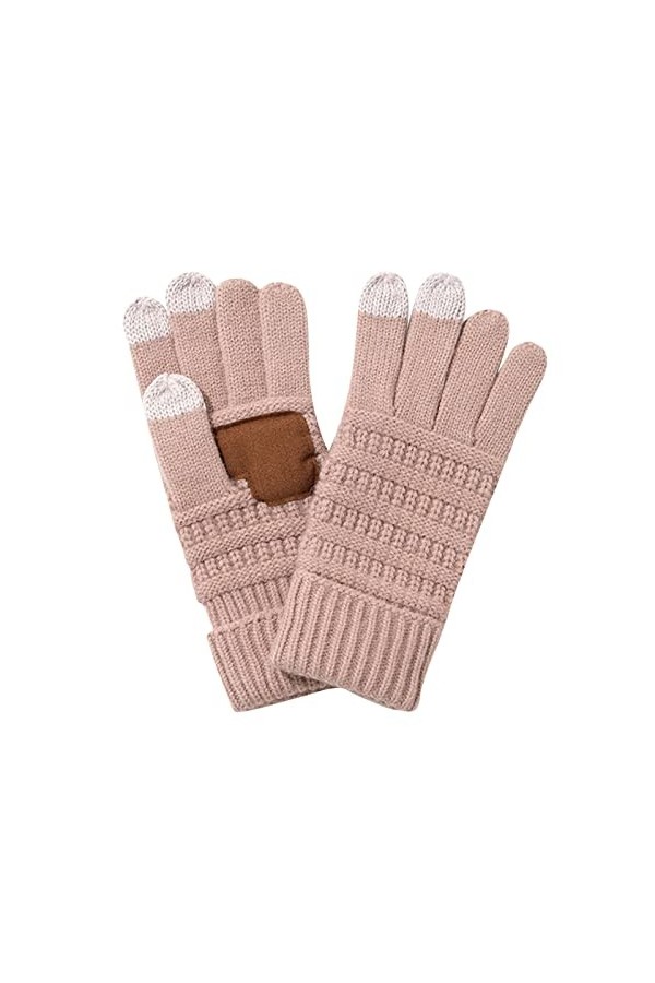 YANFJHV Gants dhiver pour femme - Gants chauds doublés en polaire - Poignets élastiques - Bonnet dhiver avec gants bleu ma