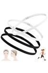 4 Pièces Bandeaux Élastiques de Sport Épaisses, FUKPO Elastique Bandeau Cheveux Sport Headband, Antidérapantes Bandeaux de Ch