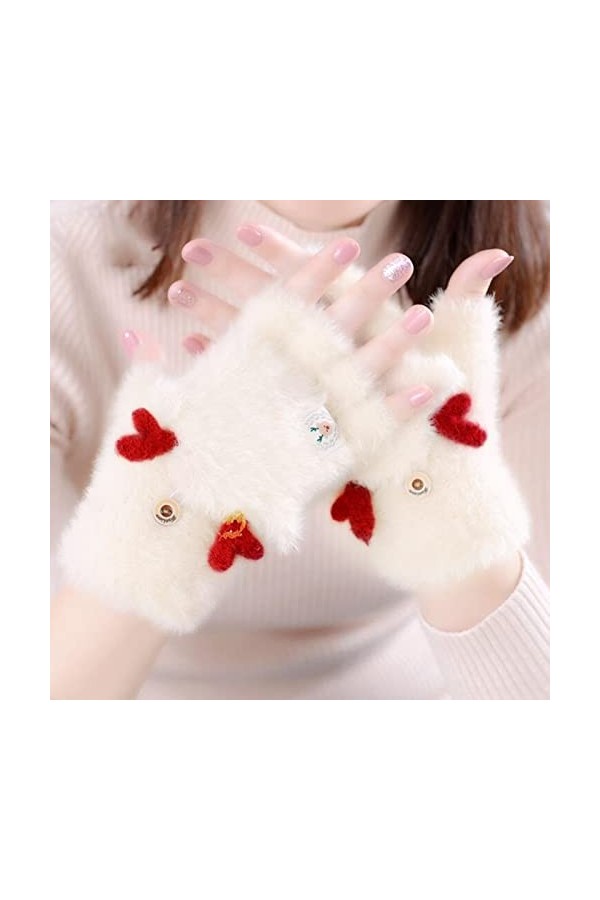 KhG406 Gants dhiver pour femme Blanc Taille unique, blanc, Taille Unique