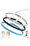 4 Pièces Bandeaux Élastiques de Sport Épaisses, FUKPO Elastique Bandeau Cheveux Sport Headband, Antidérapantes Bandeaux de Ch