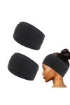 Bandeaux de Sport,2 Pièces Bandeau Noir Cheveux Bandeaux de Cheveux Élastique Antidérapant, Bandeau Anti-Transpiration, Bande