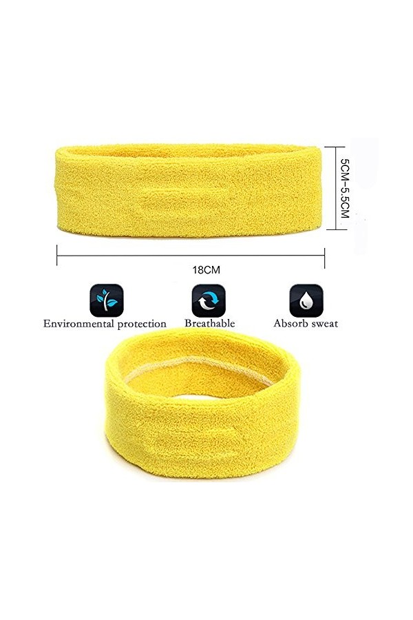 Linwnil 6 Pièces Bandeau de Sport pour Hommes et Femmes,Elastique Antidérapant Bandeau Cheveux Sueur Absorbant pour Sports