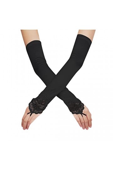 Gants dopéra longs sans doigts des années 1920 pour femme, gants dopéra en satin, gants de soirée percés, gants extensibles