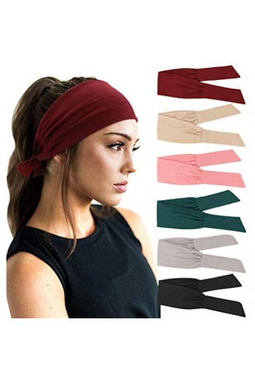 DRESHOW 6 Pièces Bandeau Cheveux pour Femme Yoga Courir Bandeaux Sport Entraînement Bandeaux Mignon Accessoire