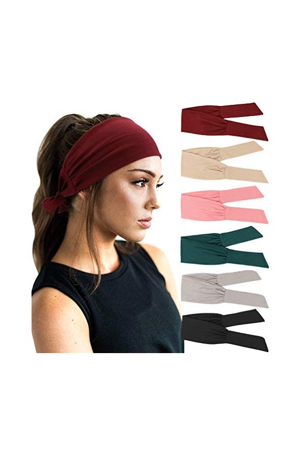 DRESHOW 6 Pièces Bandeau Cheveux pour Femme Yoga Courir Bandeaux Sport Entraînement Bandeaux Mignon Accessoire